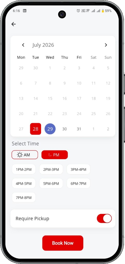 Choose your preferred date and time
