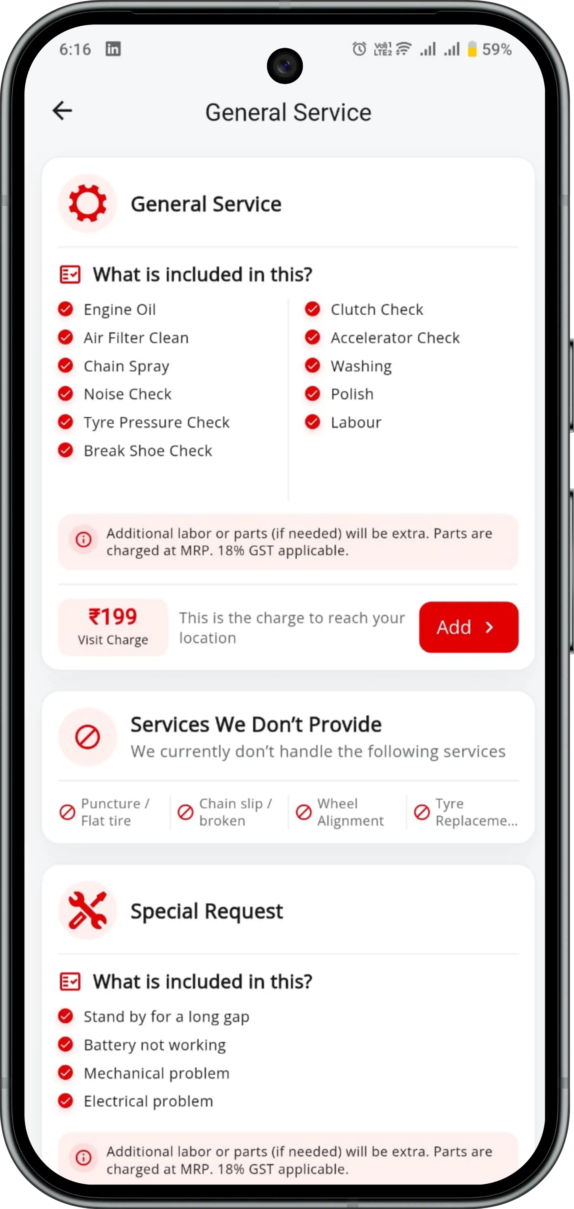General service package details