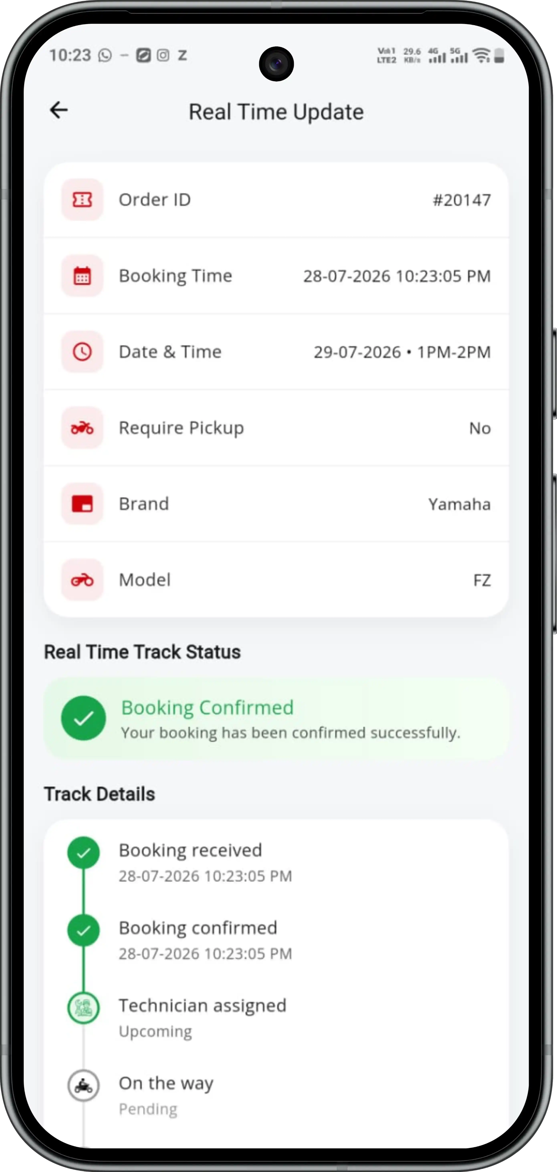 Real-time service updates